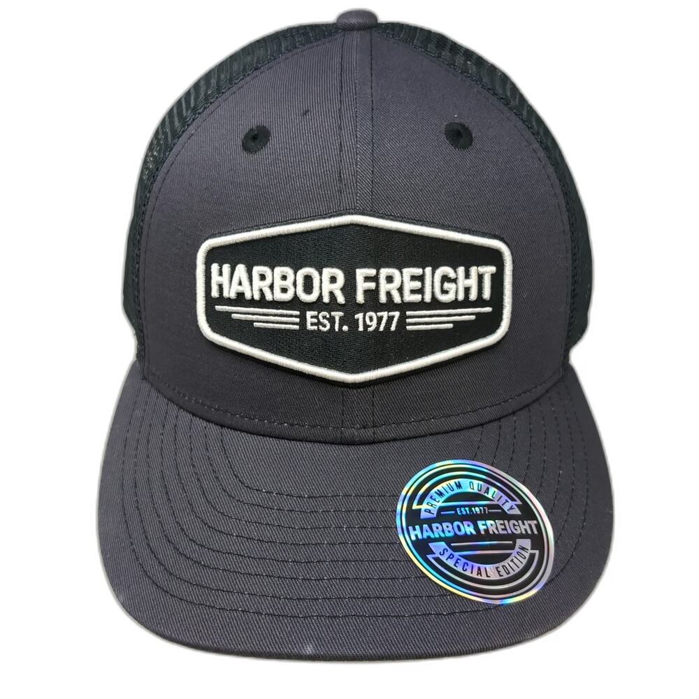 Harbor Freight Trucker Hat Gray One Size Mesh Back Snapback HFT Logo Patch Work